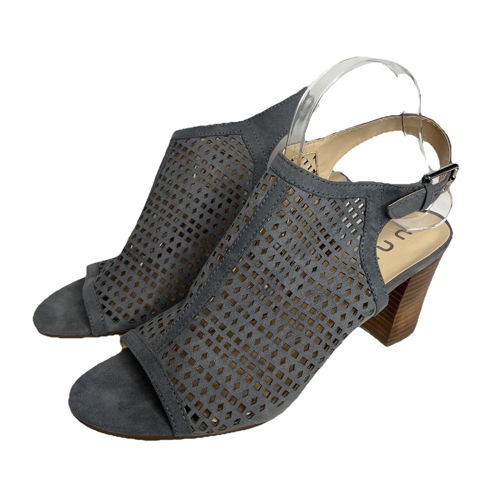 Unisa Womens 10 M Sandals Open Toe Mules‎ Grey Gray Cut Out Peep Toe
